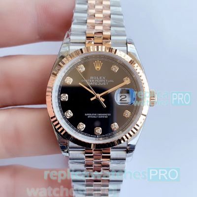 EW Swiss Grade Replica Rolex 36MM Datejust Jubilee Watch Black Dial